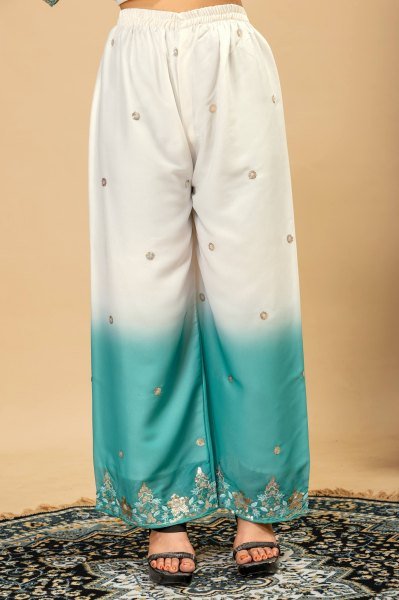 Sleek Turquoise Collection with Premium Georgette Kurti and Embroidered Zari Weaving Dupatta Ready To Wear Collection