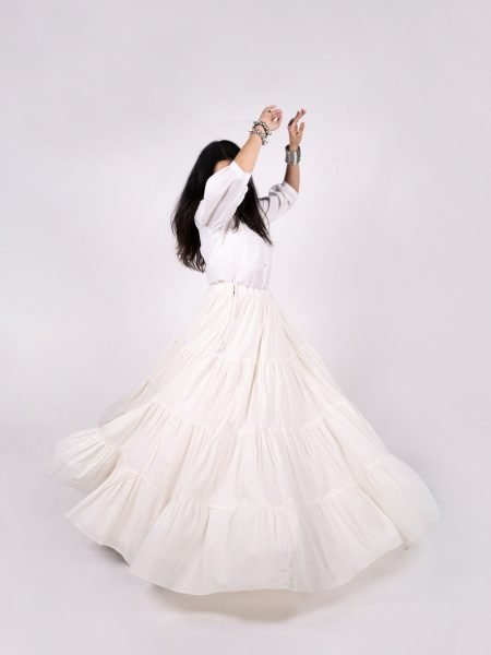Sleek White Navratri Garba Wear Multicolor Lehenga with 6 Meter Flair at Direct Mill Price  Lehenga
