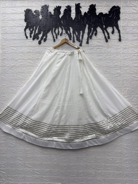 Sleek White Rayon Cotton Lehenga with Rich Traditional Work and Micro Crepe Inner Navratri Lehnega Choli