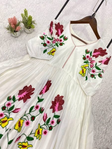 Sleek White Rayon Embroidered Kurti for Festive Wear at Manufacturer Rate Western Ladies Top Wholesale