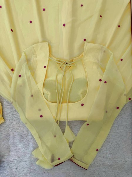 Sleek Yellow Faux Georgette Anarkali Suit with Pant with Embroidered Dupatta Ready To Wear Collection