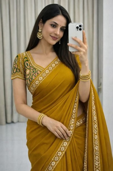 Sleek Yellow Sequins Work Saree in Rangoli Silk for Festive Occasions Silk Sarees Wholesale