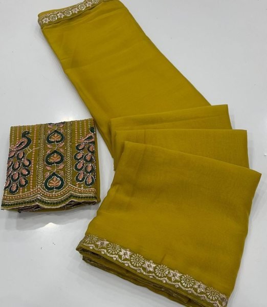 Sleek Yellow Sequins Work Saree in Rangoli Silk for Festive Occasions Silk Sarees Wholesale