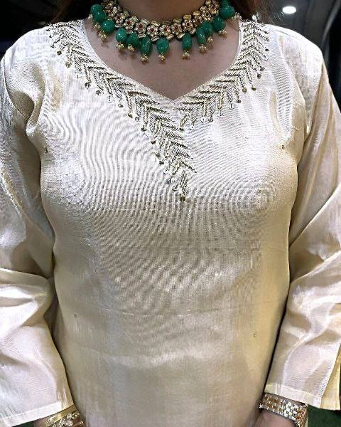 Smart-casual White Viscose Chanderi Suit with Yellow Jacquard Dupatta for Women 3 Piece Kurti Set