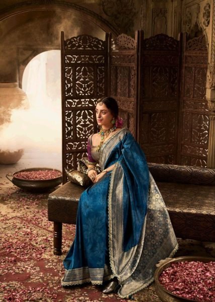 Soft Banarasi Silk Fancy Saree with Heavy Border by  Kira Kalaya Supplier in Surat Banarasi Saree Wholesale