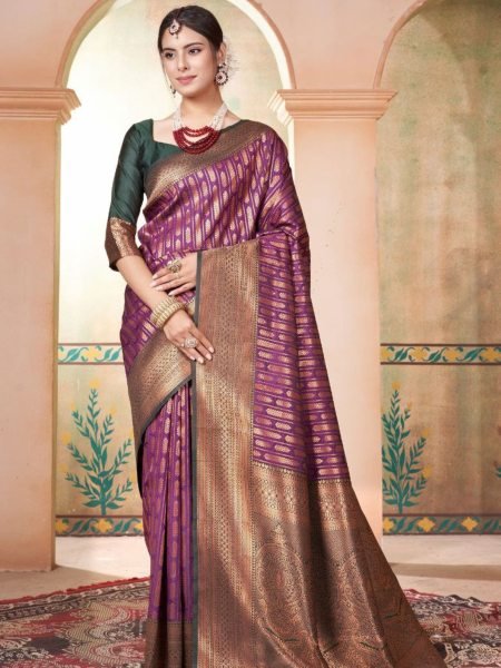Soft Kanjivaram Silk Saree with Traditional Weave & Golden Zari Bridal Classic Banarasi Saree Wholesale