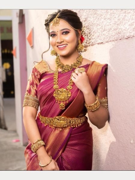 Soft Lichi Silk Saree With Jacquard Design  South Indian Saree 