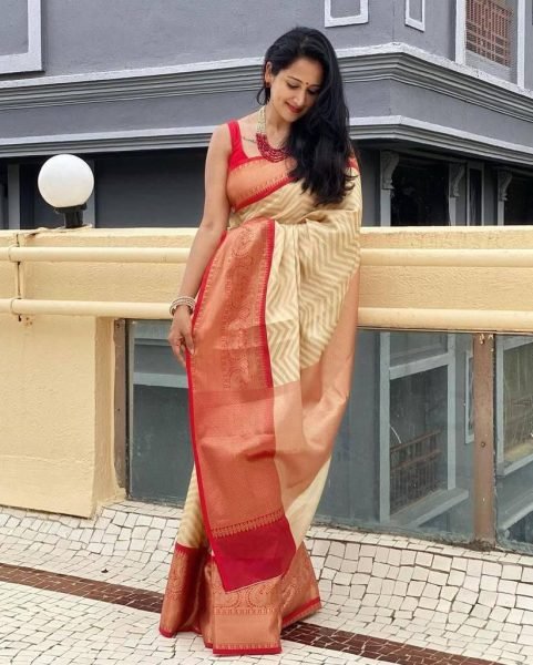 Soft Lichi Silk Saree with Rich Weaving Perfect for Festivals and Export Onam Collection