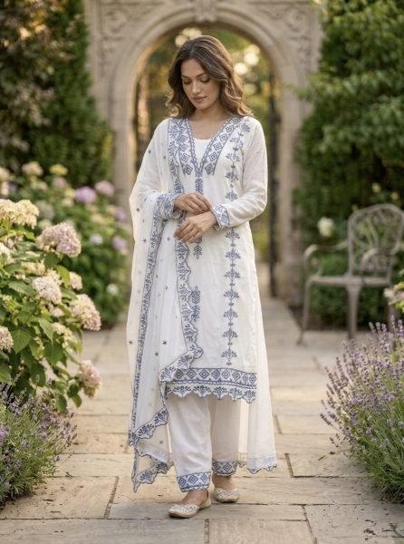Soft Luxe Faux Georgette Kurti Pant Set With Thread Work Ready To Wear Ready To Wear Collection