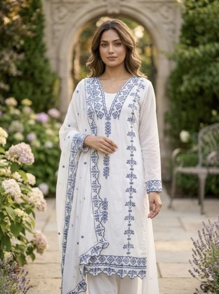 Soft Luxe Faux Georgette Kurti Pant Set With Thread Work Ready To Wear Ready To Wear Collection