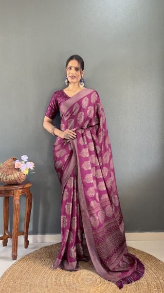 Soft Moss Silk Printed Saree with Running Blouse Daily Wear at Affordable Price Silk Sarees Wholesale