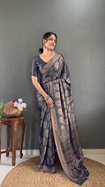 Soft Moss Silk Saree Online Stylish, Lightweight & Comfortable with Matching Blouse Silk Sarees Wholesale