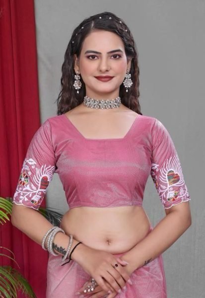 Soft Net Saree Summer Colors with Embroidery and Tassel Detailing Net Sarees Wholesale