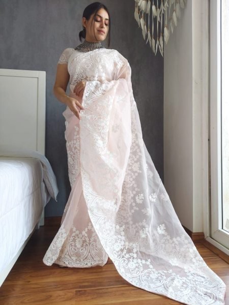 Soft Organza Saree With Embroidery Work Organza Sarees Wholesale