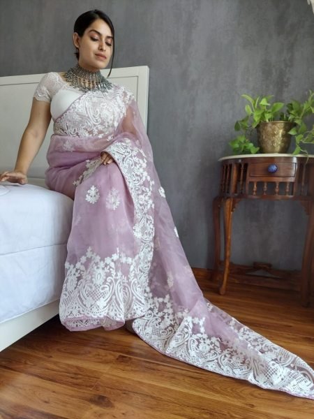 Soft Organza Saree With Embroidery Work Organza Sarees Wholesale