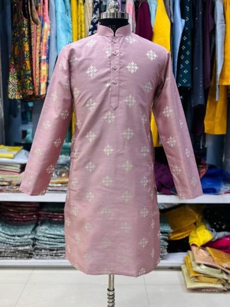 Soft Parbon Silk Sequence Work Mens Kurta Pajama  Mens Wear