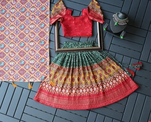 Soft Patola Zari Silk With Foil Work Girls Lehenga Choli Girls Wear
