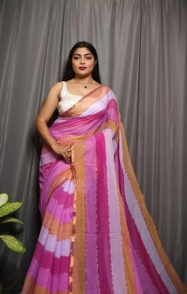 Soft Pure Cotton Rainbow Saree Summer Perfect Drape Cotton Sarees Wholesale