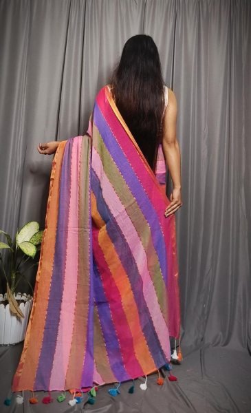 Soft Pure Cotton Rainbow Saree Summer Perfect Drape Cotton Sarees Wholesale