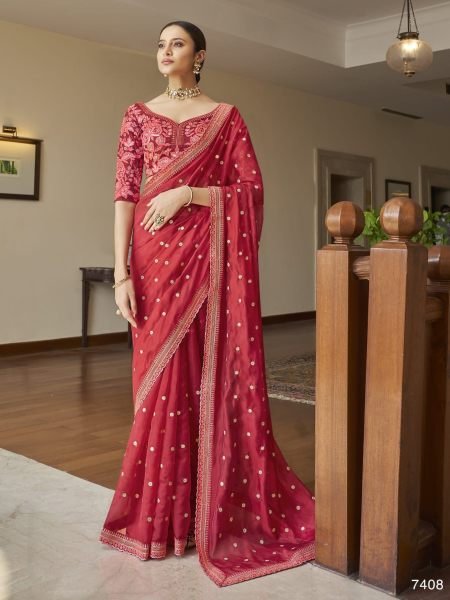 Soft Rangoli silk Saree With Embroidery   Sequence Work 