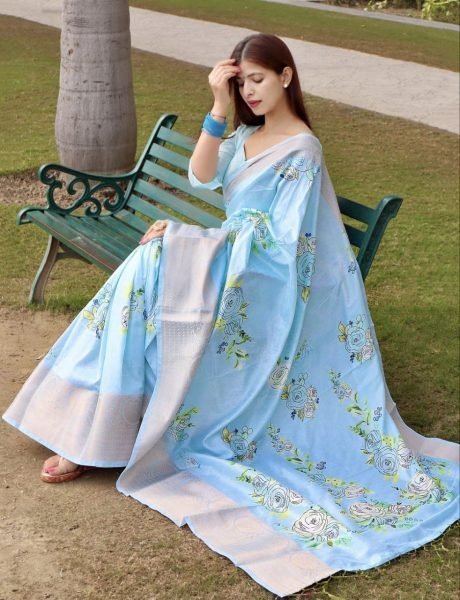 Soft Silk Saree With Fancy Zari Weaved Big Border Silk Sarees Wholesale