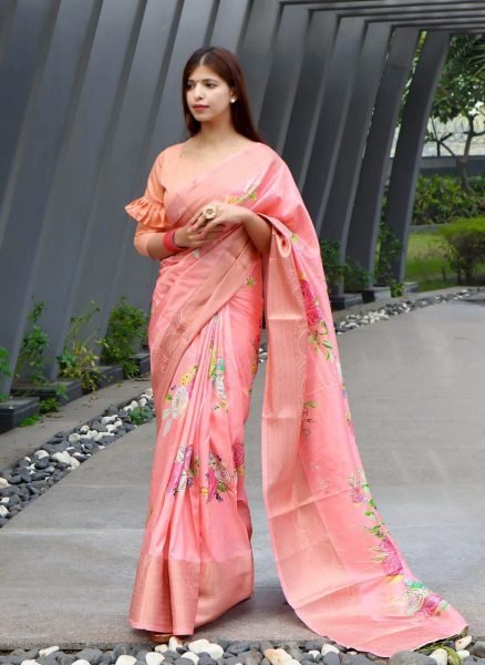 Soft Silk Saree With Fancy Zari Weaved Big Border Silk Sarees Wholesale
