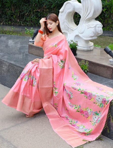 Soft Silk Saree With Fancy Zari Weaved Big Border Silk Sarees Wholesale