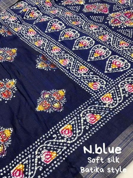 Soft silk slub woven saree with batik print deaign Saree Silk Sarees Wholesale