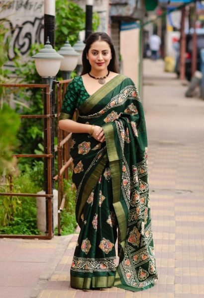 Soft silk slub woven saree with batik print deaign Saree Silk Sarees Wholesale