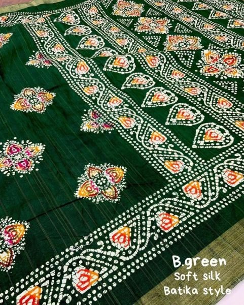 Soft silk slub woven saree with batik print deaign Saree Silk Sarees Wholesale