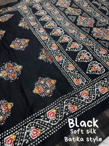 Soft silk slub woven saree with batik print deaign Saree Silk Sarees Wholesale