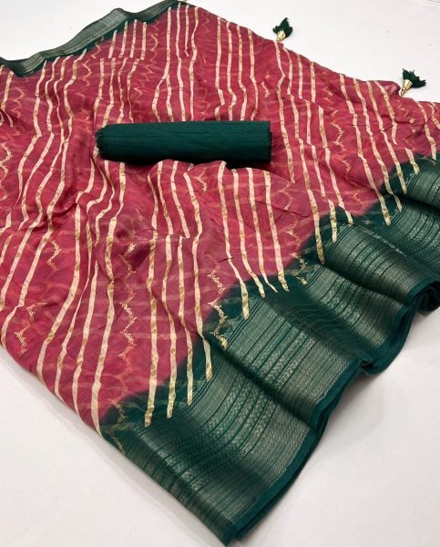 Soft Slub Cotton Weaving Border With Laheriya Foil Print Saree Printed Cotton Sarees Wholesale