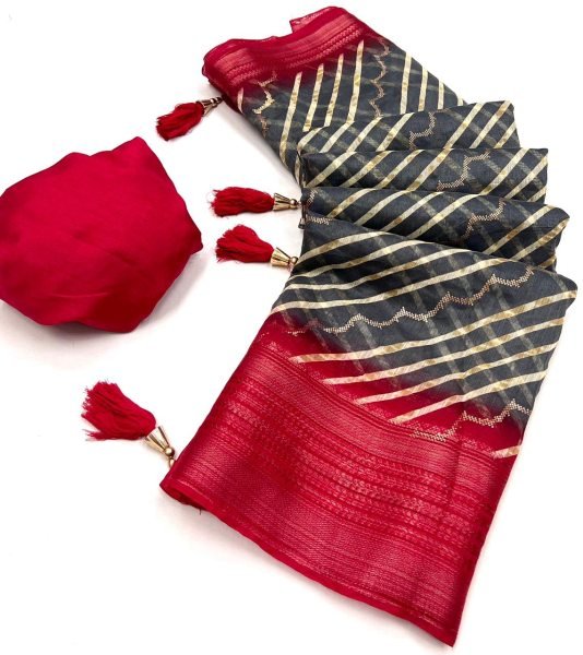 Soft Slub Cotton Weaving Border With Laheriya Foil Print Saree Printed Cotton Sarees Wholesale