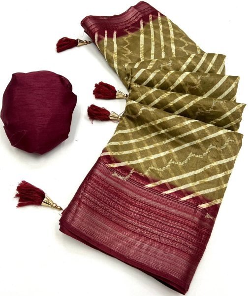 Soft Slub Cotton Weaving Border With Laheriya Foil Print Saree Printed Cotton Sarees Wholesale