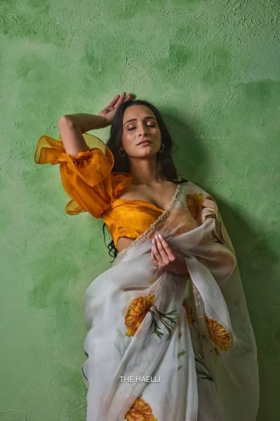 Soft Tabby Floral Printed Saree with Cutdana Work for Women Printed Cotton Sarees Wholesale