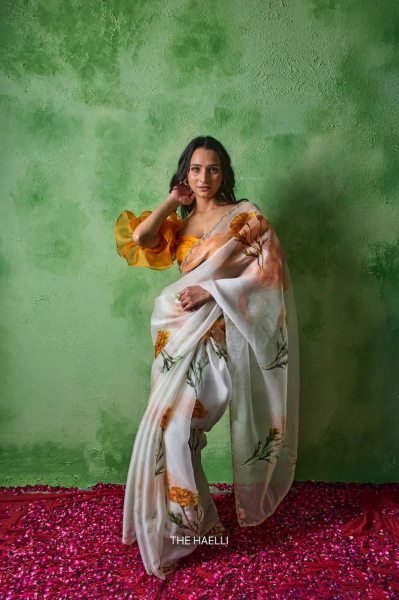 Soft Tabby Floral Printed Saree with Cutdana Work for Women Printed Cotton Sarees Wholesale