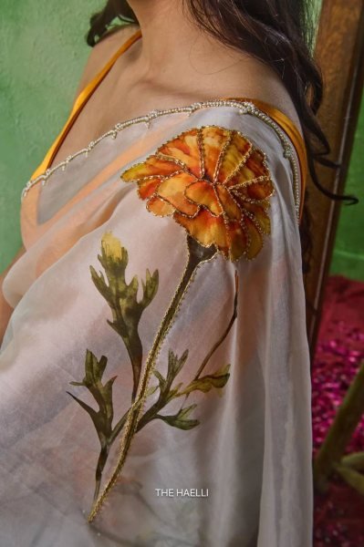 Soft Tabby Floral Printed Saree with Cutdana Work for Women Printed Cotton Sarees Wholesale
