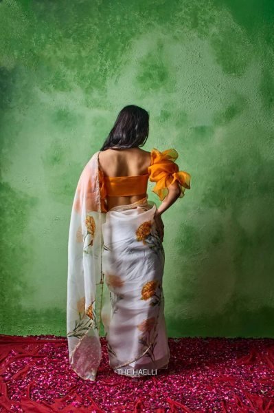 Soft Tabby Floral Printed Saree with Cutdana Work for Women Printed Cotton Sarees Wholesale