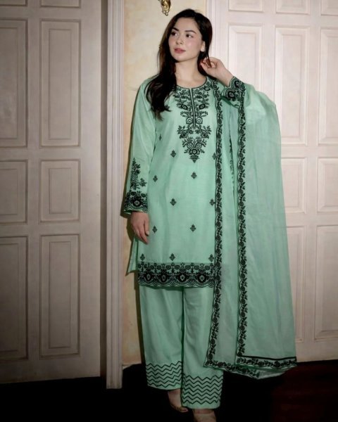 Summer Special Soft Tone Fit Pista Farshi Suit  With Four Side Lace Border Dupatta For Special occasions 