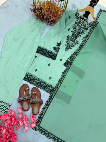 Summer Special Soft Tone Fit Pista Farshi Suit  With Four Side Lace Border Dupatta For Special occasions  Ready To Wear Collection