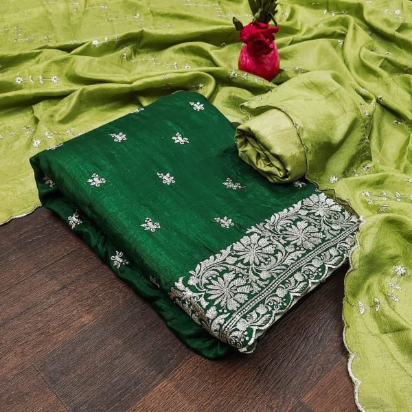 Soft Vichitra Silk Dress Material  Color Set Matching Dress Material Wholesale