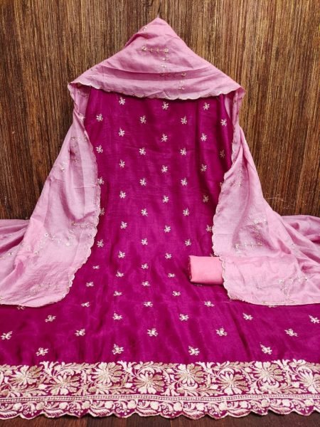 Soft Vichitra Silk Dress Material  Color Set Matching Dress Material Wholesale