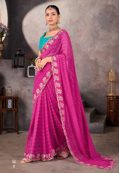 SoftFlow Georgette Saree by Sundri with Contrast Blouse Wedding Ready Look Georgette Sarees Wholesale