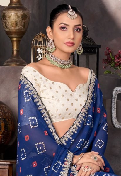 SoftFlow Georgette Saree by Sundri with Contrast Blouse Wedding Ready Look Georgette Sarees Wholesale