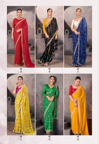 SoftFlow Georgette Saree by Sundri with Contrast Blouse Wedding Ready Look Georgette Sarees Wholesale