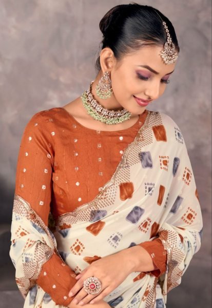 SoftFlow Georgette Saree by Sundri with Contrast Blouse Wedding Ready Look Georgette Sarees Wholesale