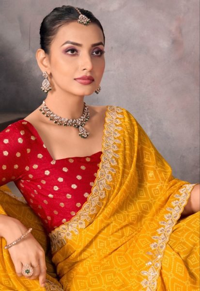 SoftFlow Georgette Saree by Sundri with Contrast Blouse Wedding Ready Look Georgette Sarees Wholesale