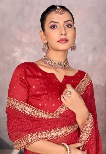 SoftFlow Georgette Saree by Sundri with Contrast Blouse Wedding Ready Look Georgette Sarees Wholesale