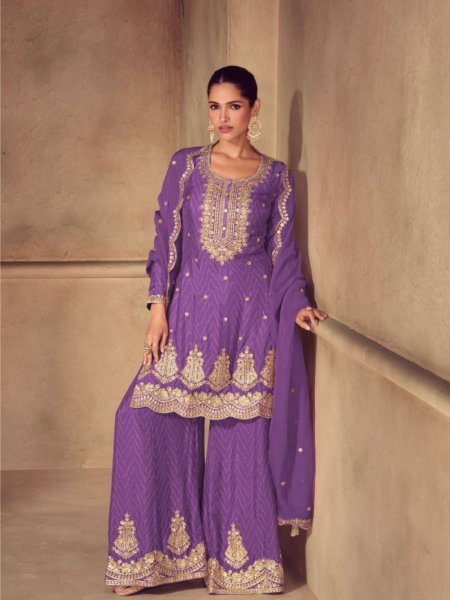 Sonika By Gulkayra Designer Real Chinon Readymade Sharara Suit Designer Plazzo Salwar Suits Wholesale