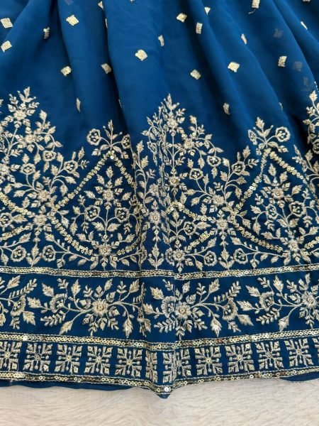 Sophisticated Blue Anarkali Suits With Cotton Pant And Thread Work Dupatta For Retailer Discount Ready To Wear Collection